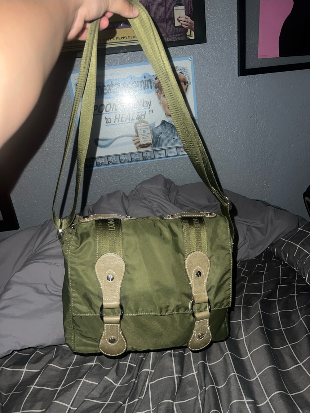 Longchamp Olive Green Men's Messenger Bag - Casual Crossbody Shoulder Bag